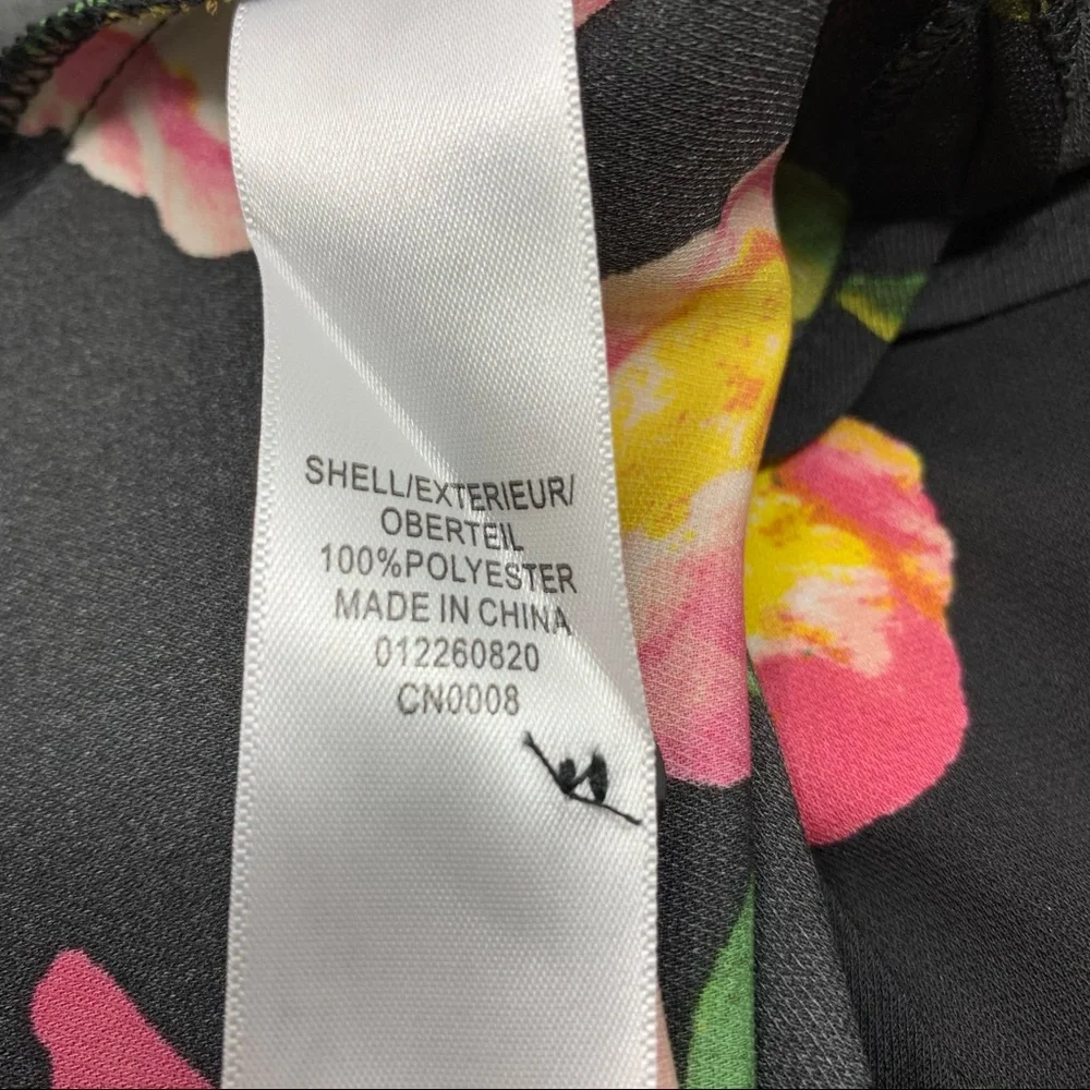 Adrianna Papell Dress NWT Floral Print Sleeveless Black Pink Shirtdress Size 2 - Picture 8 of 10